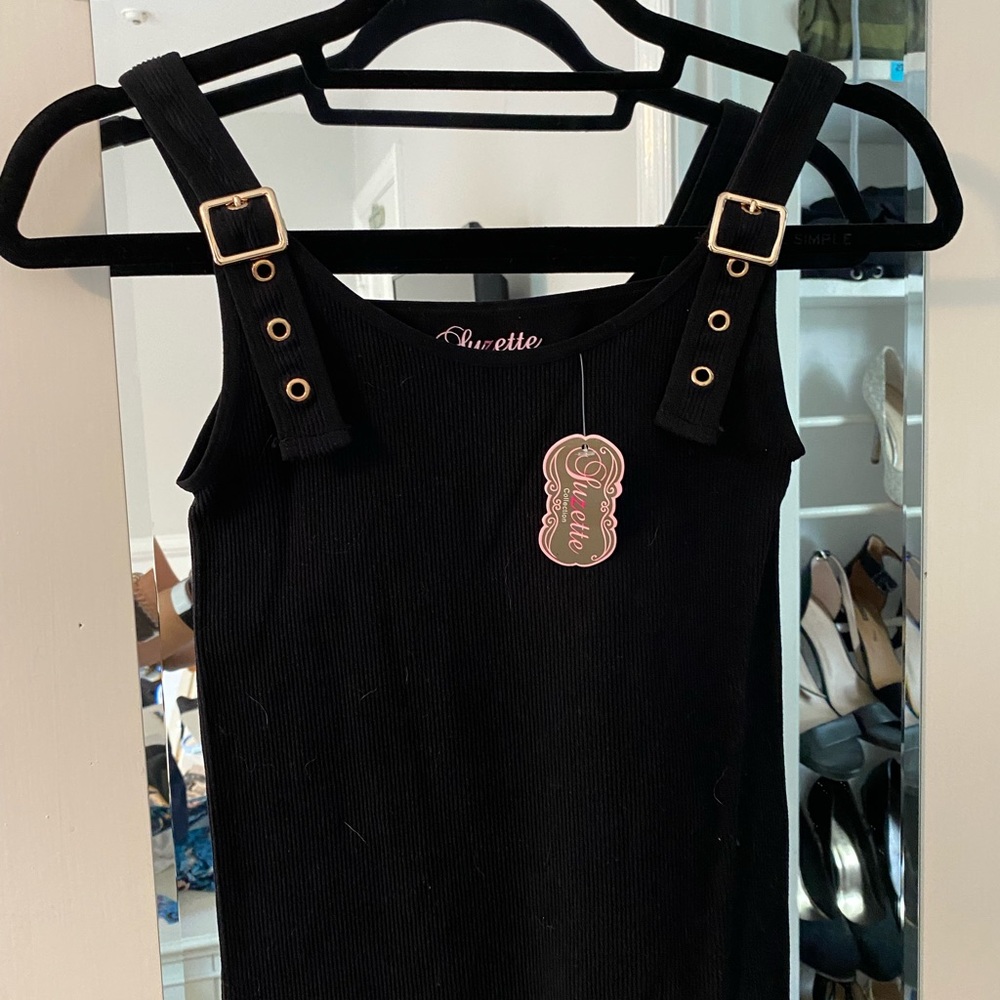 Black tank with buckle straps